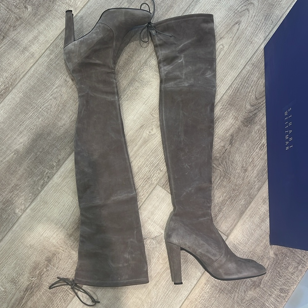 EUC Stuart Weitzman Highland Praline Suede over the knee boots.